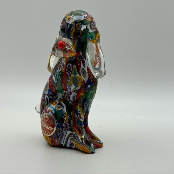 Vintage Murano Glass Hound Dog Millefiori Art Figurine Multi Color 3.75" - Picture 3 of 8